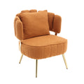 Coolmore Boucle Accent Chair Modern Upholstered Armchair Tufted Chair With Metal Frame, Single Leisure Chairs For Living Room Bedroom Orange Boucle