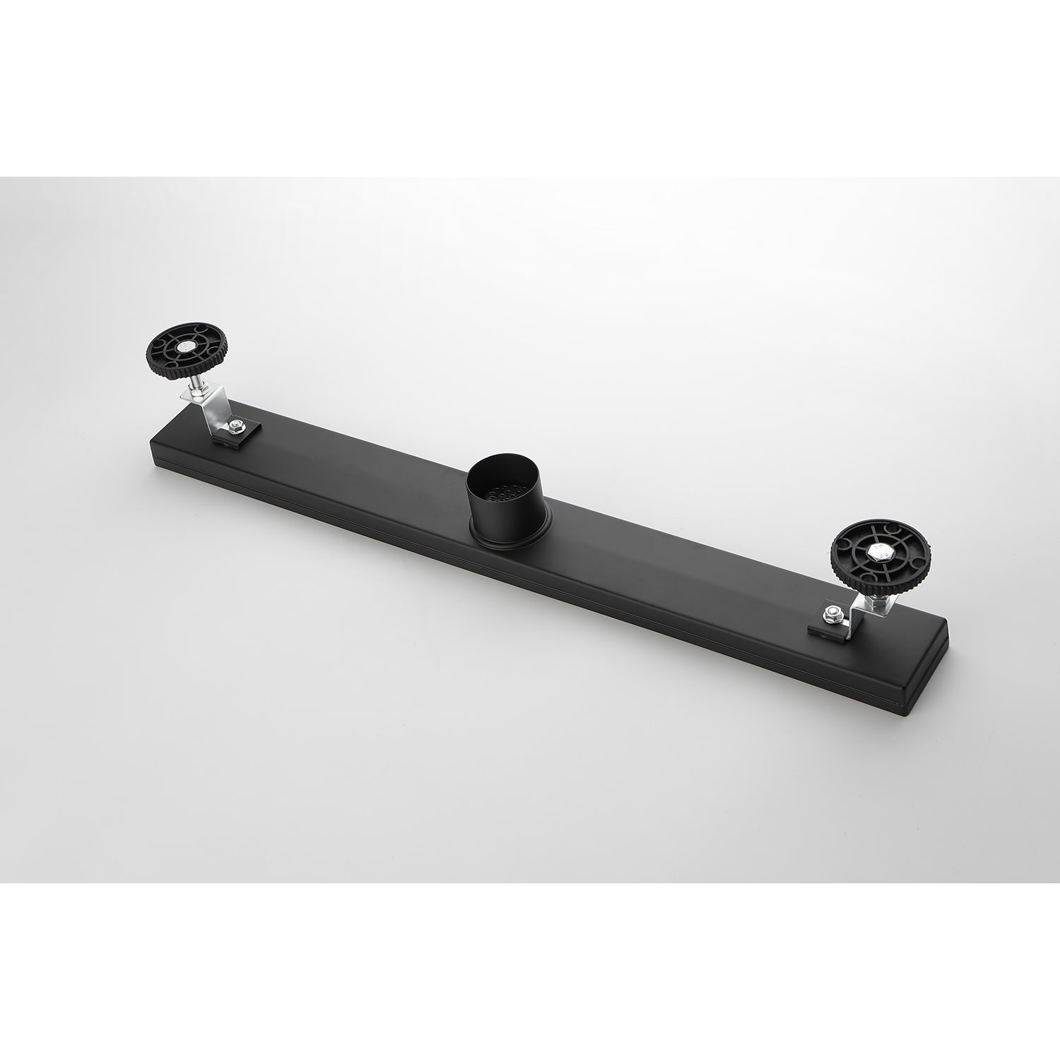 28 Inches Linear Shower Drain, Included Hair Strainer And Leveling Feet Matt Black Stainless Steel