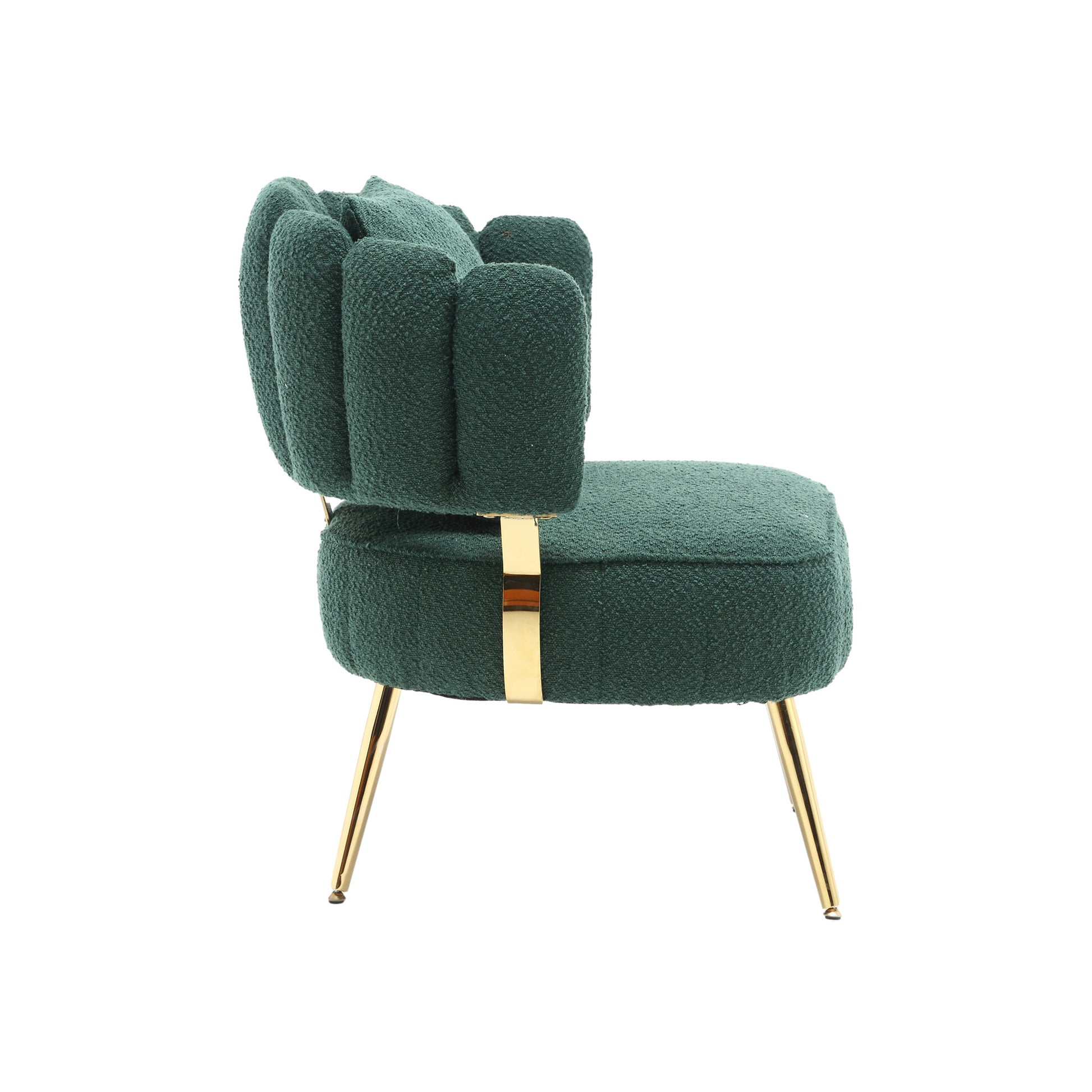 Coolmore Boucle Accent Chair Modern Upholstered Armchair Tufted Chair With Metal Frame, Single Leisure Chairs For Living Room Bedroom Emerald Boucle