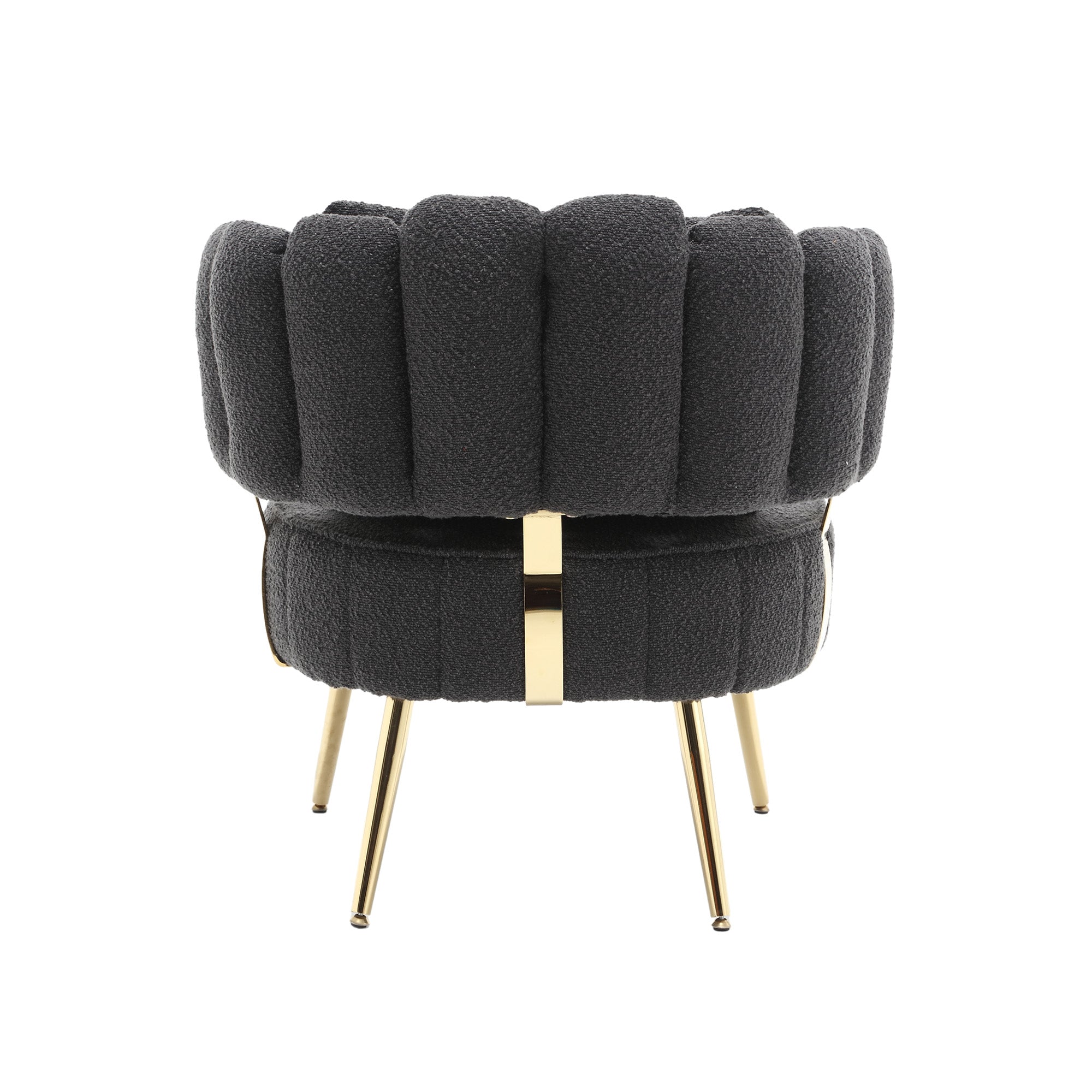 Coolmore Boucle Accent Chair Modern Upholstered Armchair Tufted Chair With Metal Frame, Single Leisure Chairs For Living Room Bedroom Black Boucle