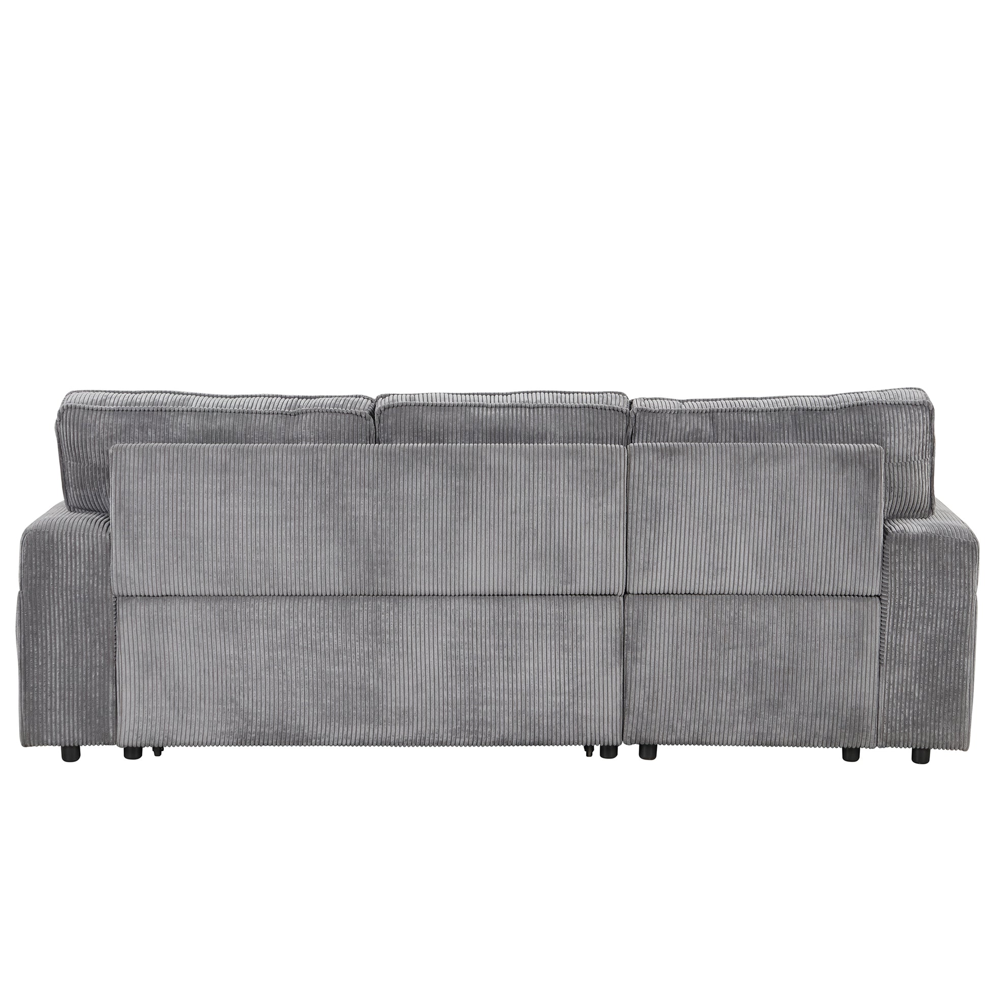 Upholstery Sleeper Sectional Sofa With Storage Bags And 2 Cup Holders On Arms Gray Wood Cushion Back Square Arms Polyester 3 Seat