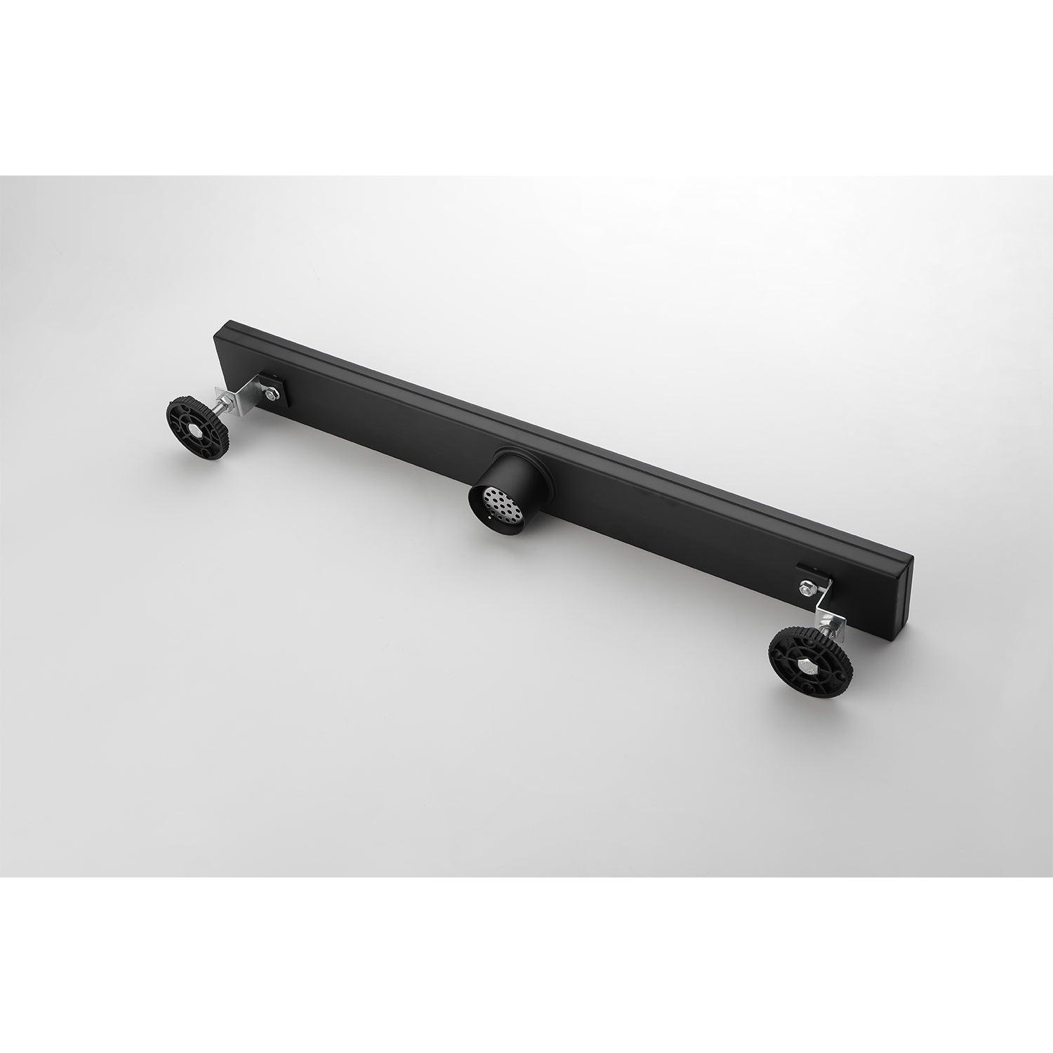 28 Inches Linear Shower Drain, Included Hair Strainer And Leveling Feet Matt Black Stainless Steel