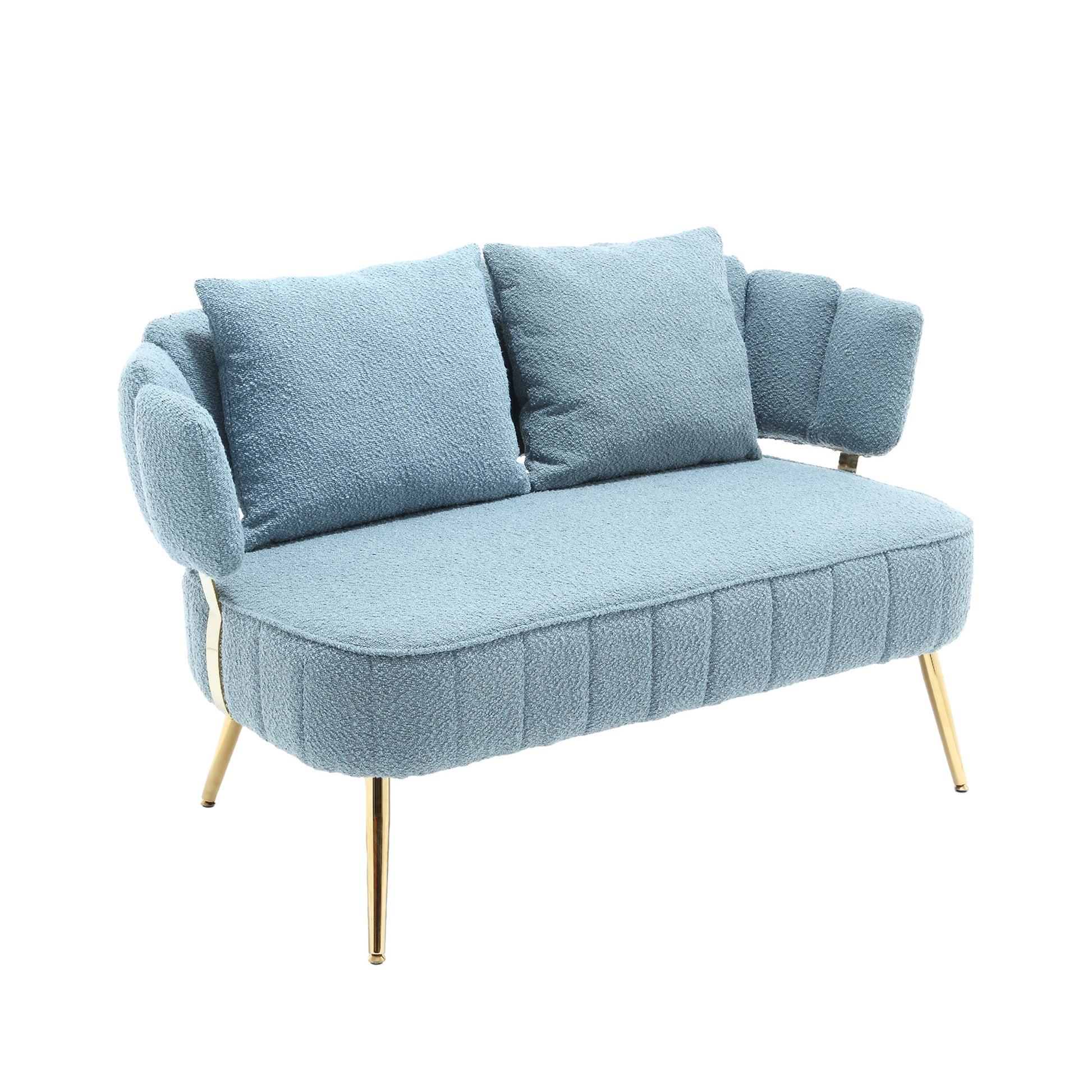 Coolmore Polyester Accent Sofa Modern Upholstered Armsofa Tufted Sofa With Metal Frame, Single Leisure Sofa For Living Room Bedroom Office Balcony Light Blue Boucle