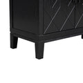 4 Door Retro Sideboard With Adjustable Shelves, Two Large Cabinet With Long Handle, For Living Room And Dining Room Black Black Mdf