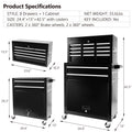 8 Drawer Rolling Tool Chest With Wheels, Large Tool Cabinet With Drawers, Mobile Steel Tool Storage Organizer With Lock&Liner For Warehouse, Workshop, Black Black Steel