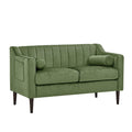 Mid Century Modern Chesterfieldseat Couch, Comfortable Upholstered Sofa With Velvet Fabric And Wooden Frame And Wood Legs For Living Room Bed Room Office Green 2 Seats Green Brown Wood Soft Velvet 2 Seat