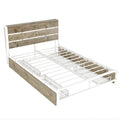 Metal Platform Bed With Four Drawers, Sockets And Usb Ports, Full, White Full White Mdf Metal