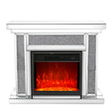 Mirrored Electric Fireplace 7 Colors Adjustable 3D Flame With Mantel, Remote Control, Silver Silver Mdf Glass