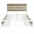 Metal Platform Bed With Four Drawers, Sockets And Usb Ports, Full, White Full White Mdf Metal