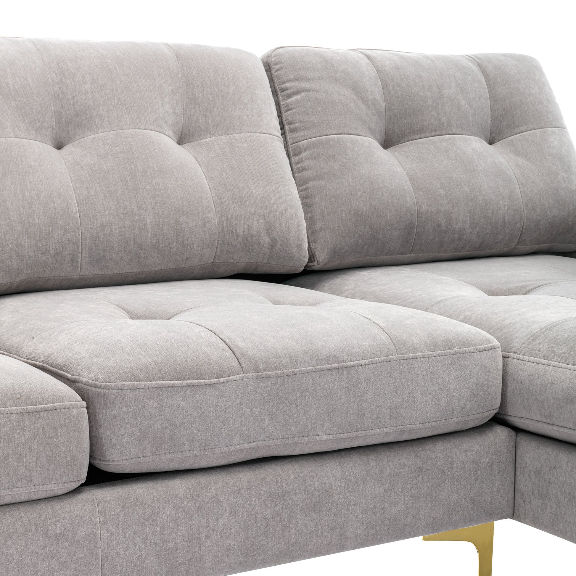 110" L Shape Convertible Sectional Sofa Couch With Movable Ottoman For Living Room, Apartment, Office, Light Grey Light Grey Foam Velvet 4 Seat
