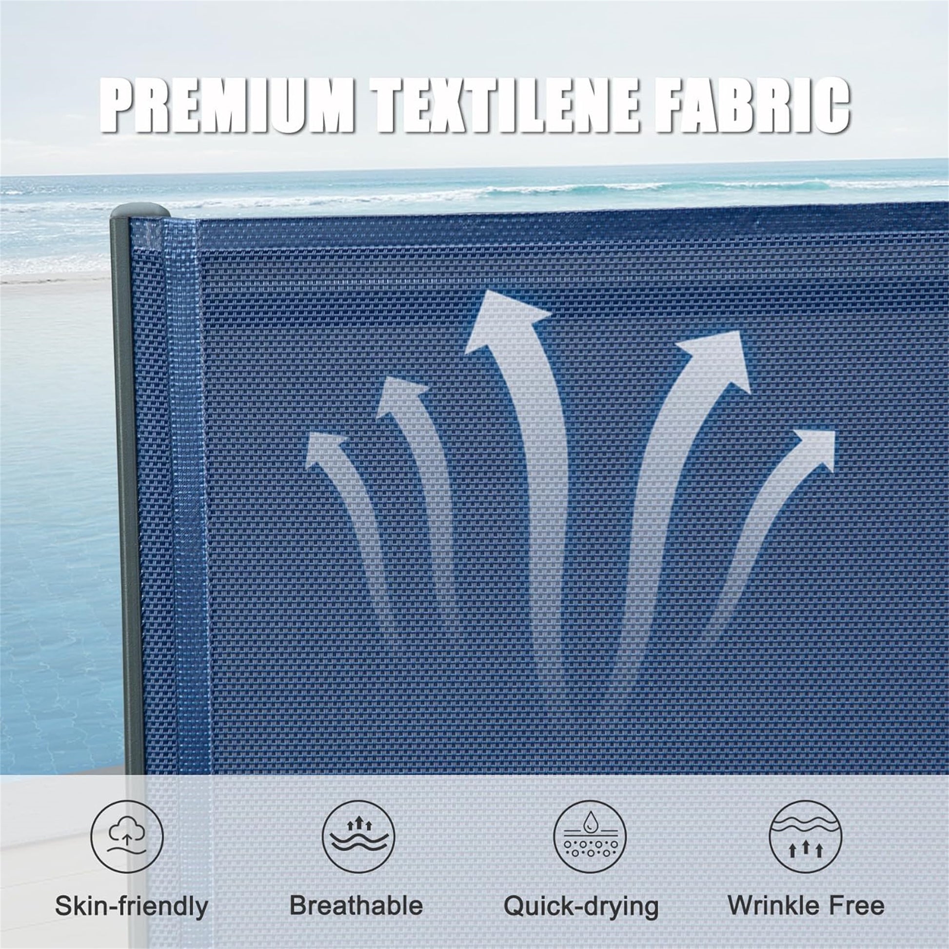 Outdoor Lounge Chair, 2 Pieces Aluminum Plastic Patio Chaise Lounge With 5 Position Adjustable Backrest And Wheels, All Weather Reclining Chair For Patio, Navy Blue Navy Blue Aluminum