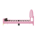 Full Size Upholstered Platform Bed With Classic Semi Circle Shaped Headboard And Mental Legs, Velvet, Pink Pink Velvet