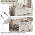 Convertible Soft Cushion Sofa Pull Bed ,For Two People To Sit On Beige Polyester