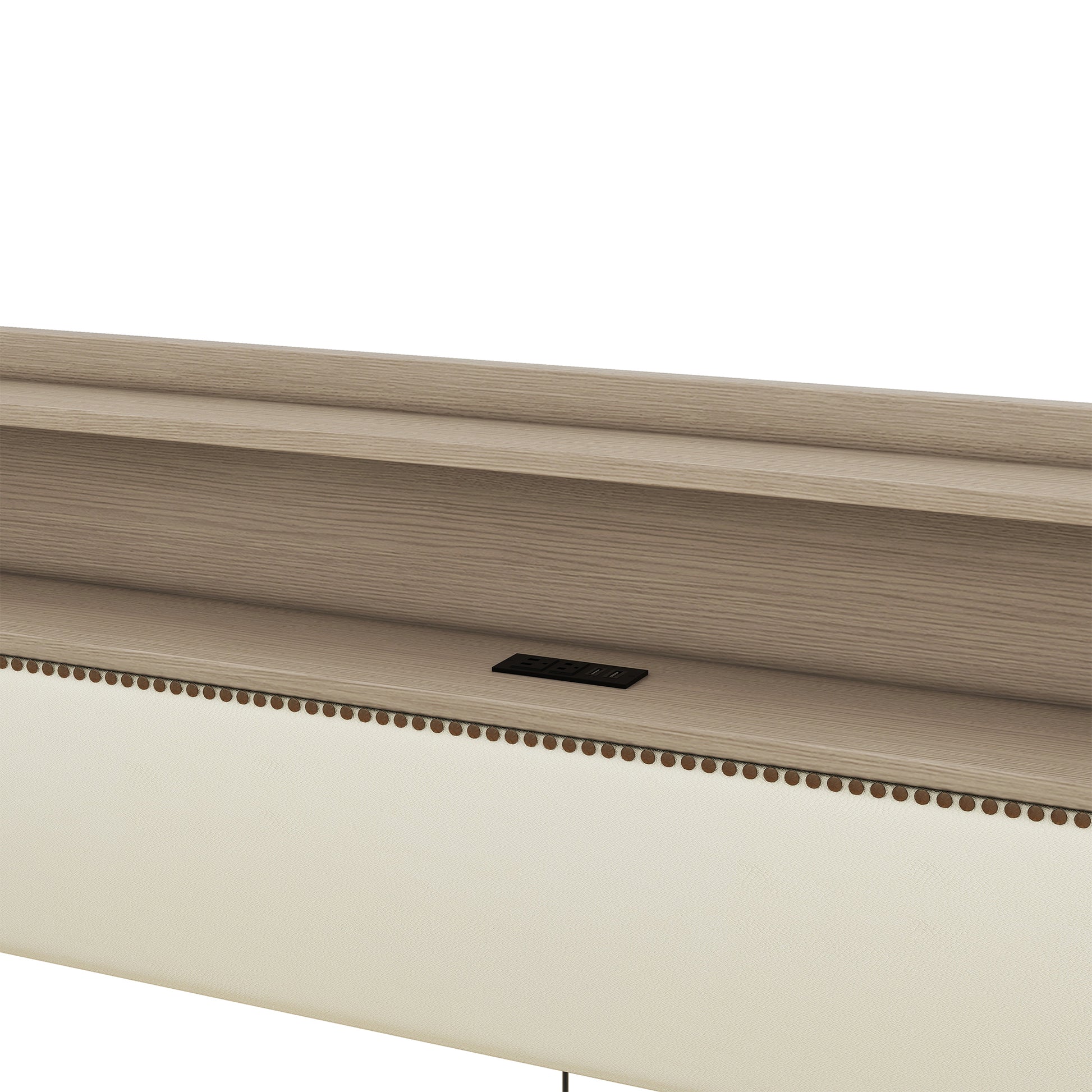 Twin Size Daybed With Hydraulic Storage, Upholstered Daybed With Lift Up Storage, Twin Leather Daybed With Charging Station And Led Lights,Beige Twin Beige Pu Leather