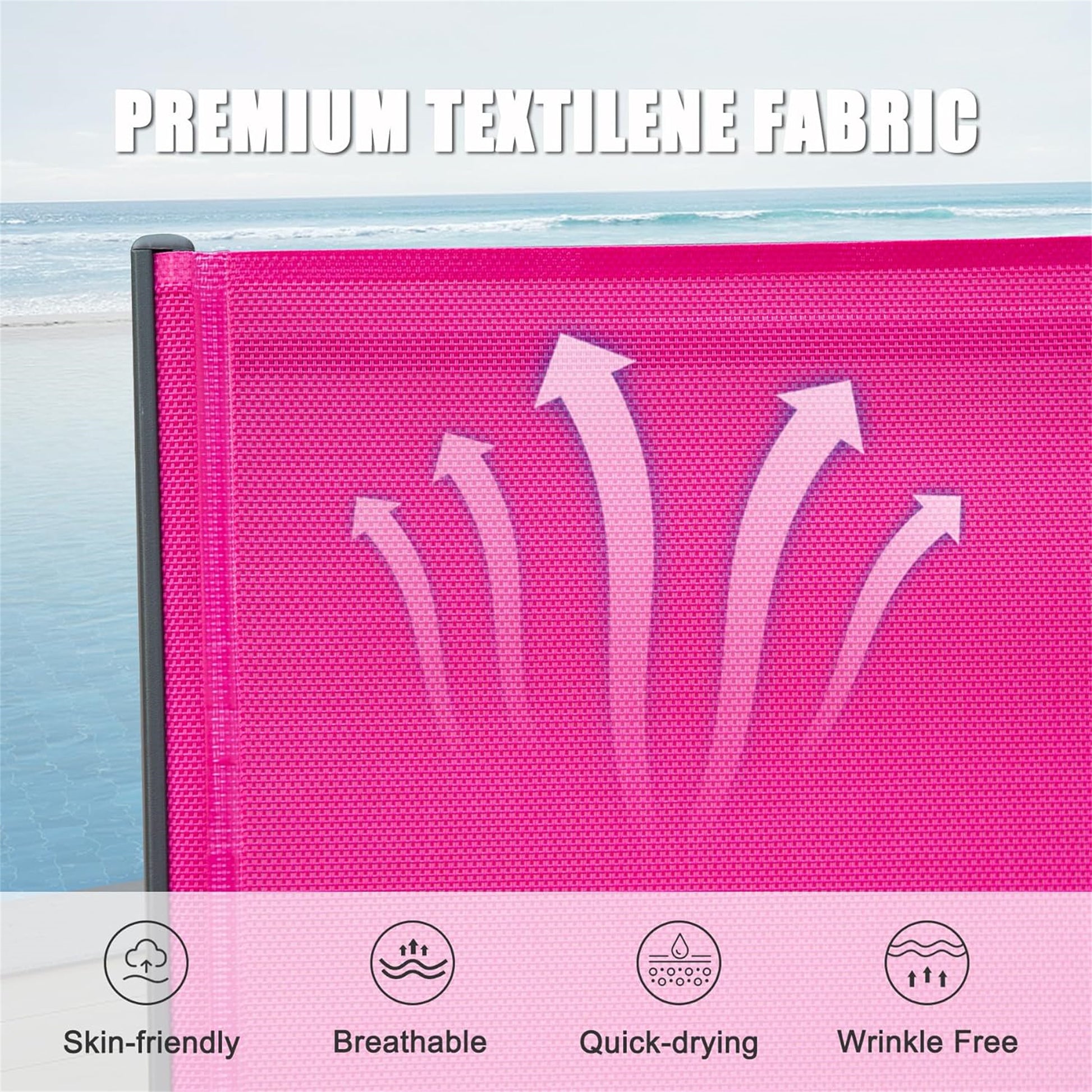 Outdoor Lounge Chair, Aluminum Plastic Patio Chaise Lounge With Side Table & 5 Position Adjustable Backrest & Wheels, All Weather Reclining Chair For Outside Beach Poolside Lawn, Rose Red Rose Red Aluminum