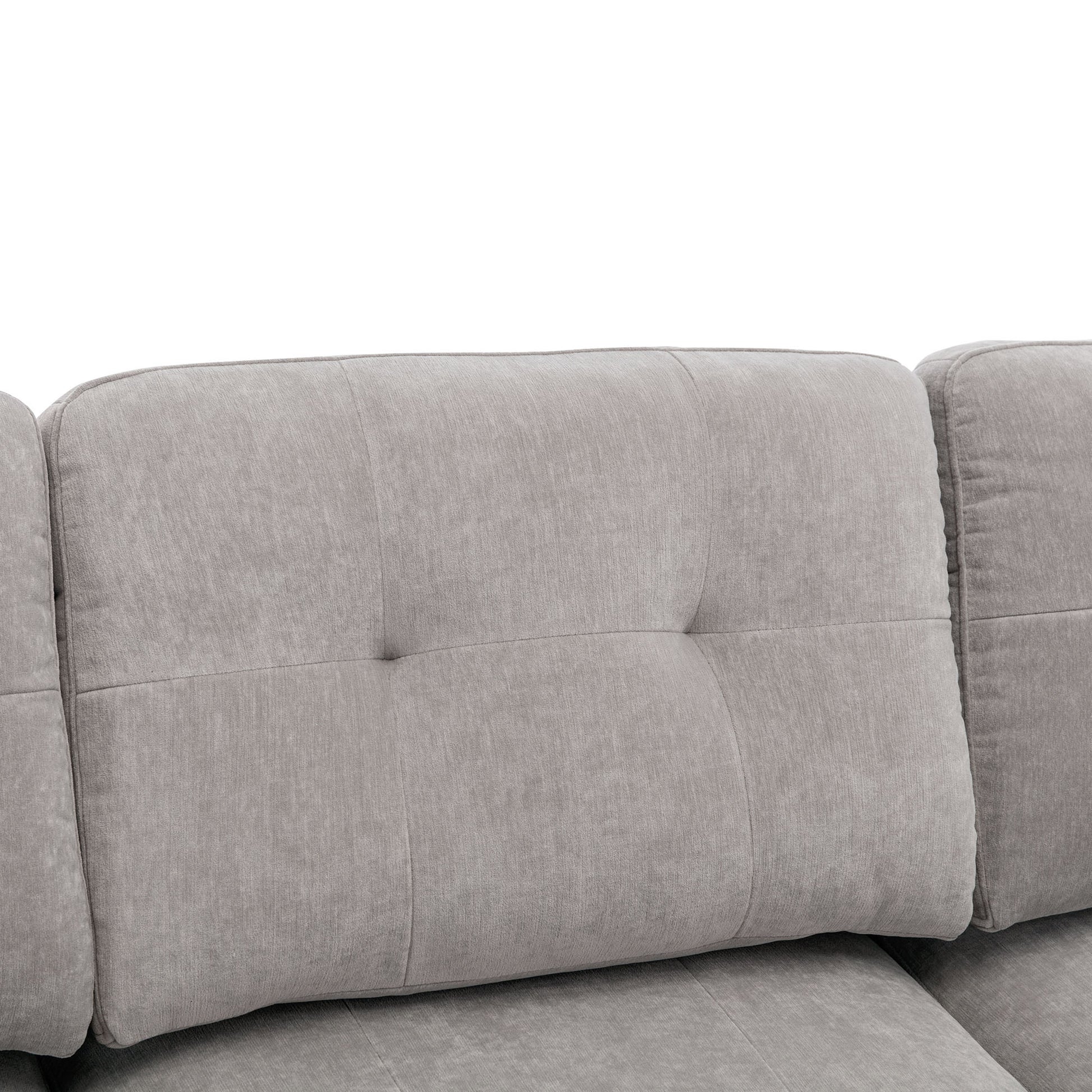 110" L Shape Convertible Sectional Sofa Couch With Movable Ottoman For Living Room, Apartment, Office, Light Grey Light Grey Foam Velvet 4 Seat