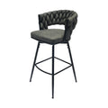 Technical Leather Woven Bar Stool Set Of 2,Black Legs Barstools No Adjustable Kitchen Island Chairs,360 Swivel Bar Stools Upholstered Counter Stool Arm Chairs With Back Footrest, Tan Metal Black Brown Kitchen Dining Chairs Foam Technical Leather