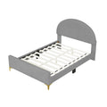 Full Size Upholstered Platform Bed With Classic Semi Circle Shaped Headboard And Mental Legs, Velvet, Gray Gray Velvet