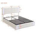 Full Size Upholstered Bed With Led Lights,Hydraulic Storage System And Usb Charging Station,White White Pu