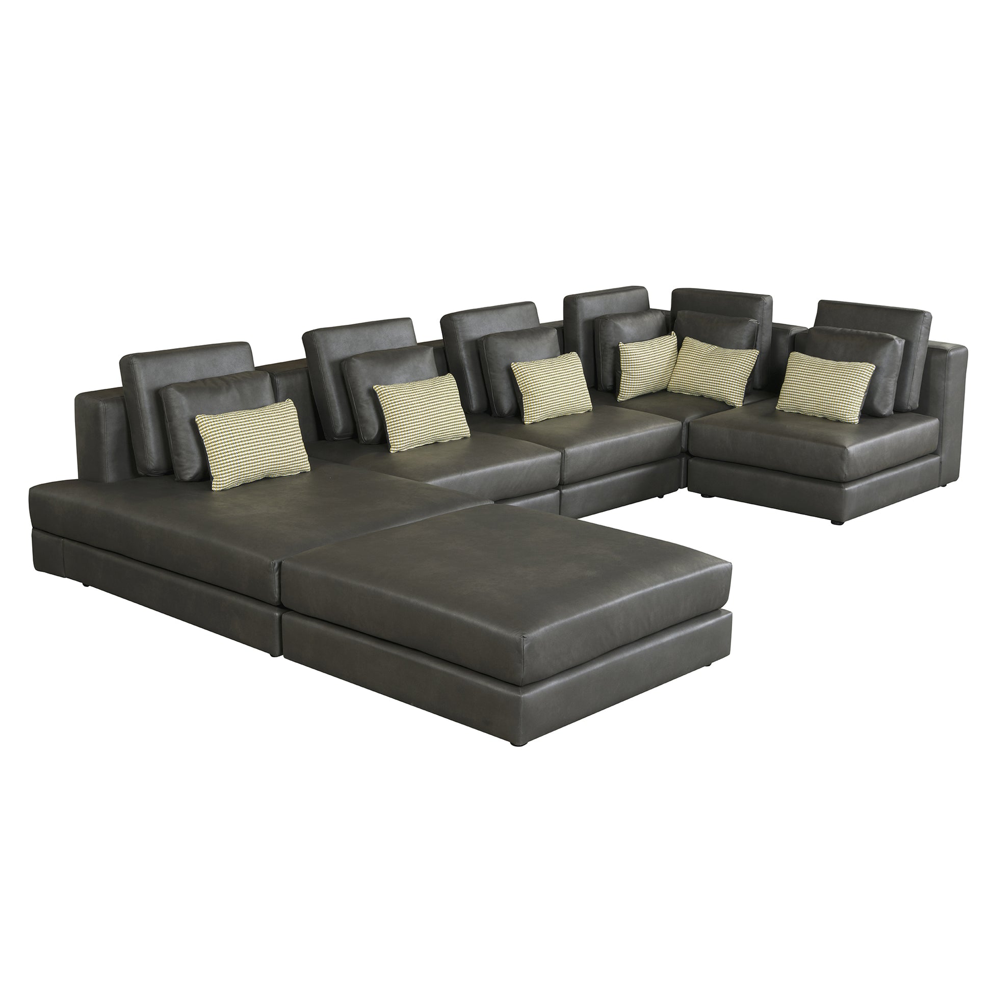 112.7" Modular Sectional Sofa Corner Sofa Chaise Lounge With Movable Ottoman For Living Room, Black Black Foam Palomino Fabric