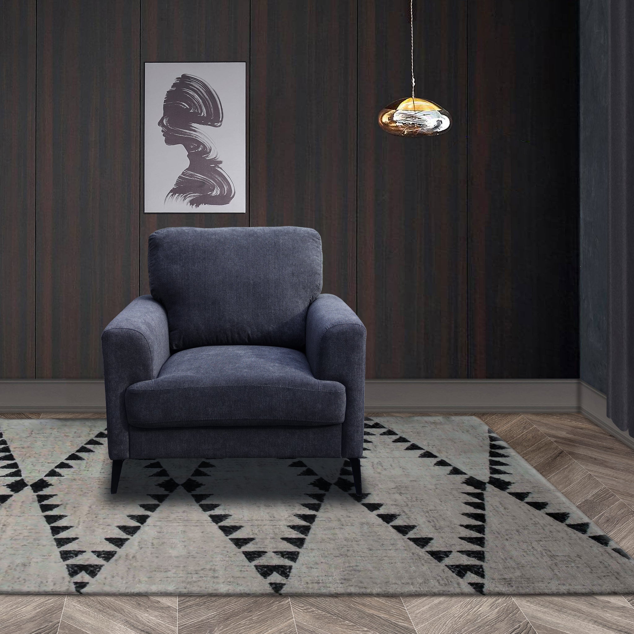 Jackson 37" Black Chenille Chair With Black Metal Legs Black Chenille