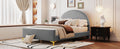 Full Size Upholstered Platform Bed With Classic Semi Circle Shaped Headboard And Mental Legs, Velvet, Gray Gray Velvet