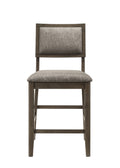 2Pc Transitional Counter Height Dining Side Chairs With Upholstered Seat Back Dark Brown Gray Finish Dining Room Wooden Furniture Brown Dining Room Contemporary,Transitional Dining Chairs Wood