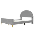 Full Size Upholstered Platform Bed With Classic Semi Circle Shaped Headboard And Mental Legs, Velvet, Gray Gray Velvet