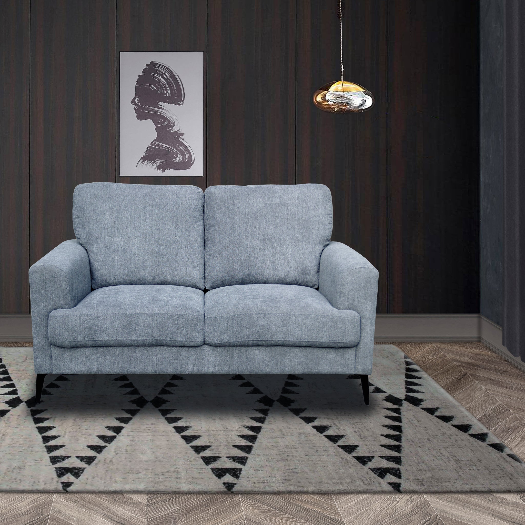 Jackson 60.5" Gray Chenille Loveseat With Black Metal Legs Gray Chenille