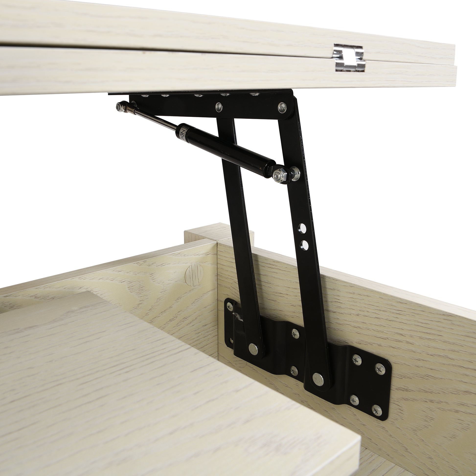 Lift Top Coffee Table, Multi Functional Coffee Table With Open Shelves, Modern Lift Tabletop Dining Table For Living Room, Home Office, Rustic Ivory Ivory Primary Living Space Particle Board