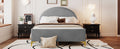 Full Size Upholstered Platform Bed With Classic Semi Circle Shaped Headboard And Mental Legs, Velvet, Gray Gray Velvet