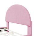 Full Size Upholstered Platform Bed With Classic Semi Circle Shaped Headboard And Mental Legs, Velvet, Pink Pink Velvet