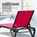 Outdoor Lounge Chair, 2 Pieces Aluminum Plastic Patio Chaise Lounge With 5 Position Adjustable Backrest And Wheels, All Weather Reclining Chair For Outdoor, Beach, Yard, Pool, Rose Red Rose Red Aluminum