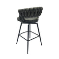 Technical Leather Woven Bar Stool Set Of 2,Black Legs Barstools No Adjustable Kitchen Island Chairs,360 Swivel Bar Stools Upholstered Counter Stool Arm Chairs With Back Footrest, Tan Metal Black Brown Kitchen Dining Chairs Foam Technical Leather
