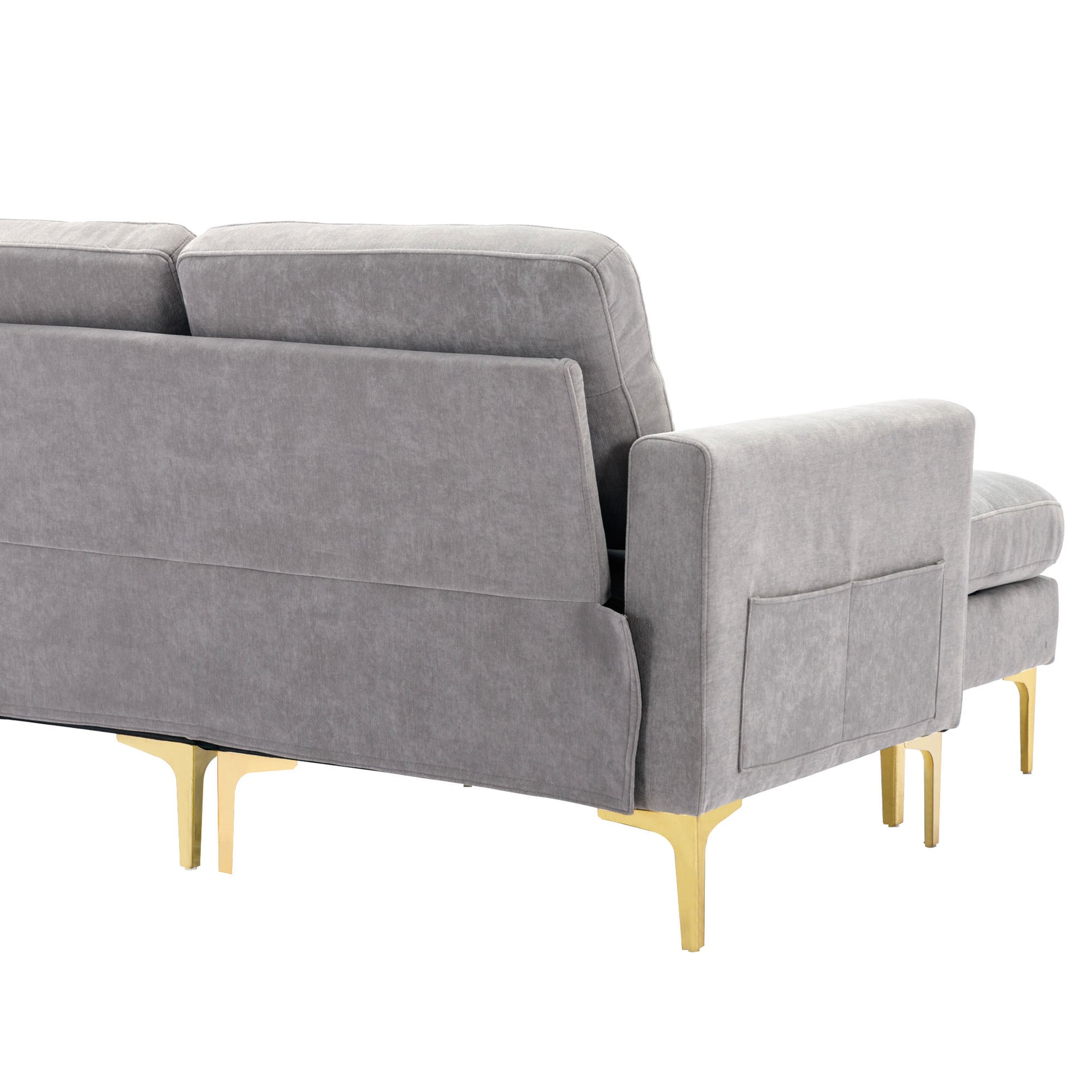 110" L Shape Convertible Sectional Sofa Couch With Movable Ottoman For Living Room, Apartment, Office, Light Grey Light Grey Foam Velvet 4 Seat