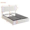 Queen Size Upholstered Bed With Led Lights,Hydraulic Storage System And Usb Charging Station,White White Pu