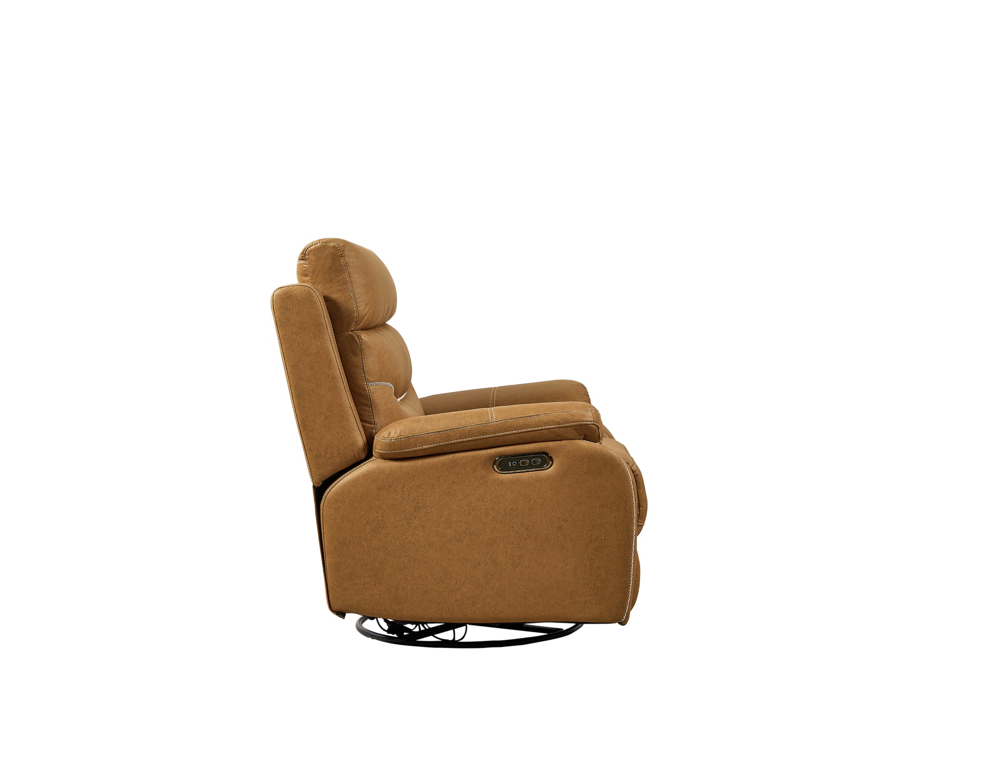 Liyasi Dual Okin Motor Rocking And 240 Degree Swivel Single Sofa Seat Recliner Chair Infinite Position ,Head Rest With Power Function Yellow Brown Polyester Metal Power Remote Primary Living Space Soft Cushion Back American Design Beech Pillow Top Arms