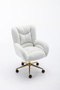 005 Teddy Fabric 360 Swivel Home Office Chair With Gold Metal Base And Universal Wheels,Ivory Solid Ivory Primary Living Space Sponge Wipe Clean Modern Office Chairs Tufted Back Foam Swivel Teddy
