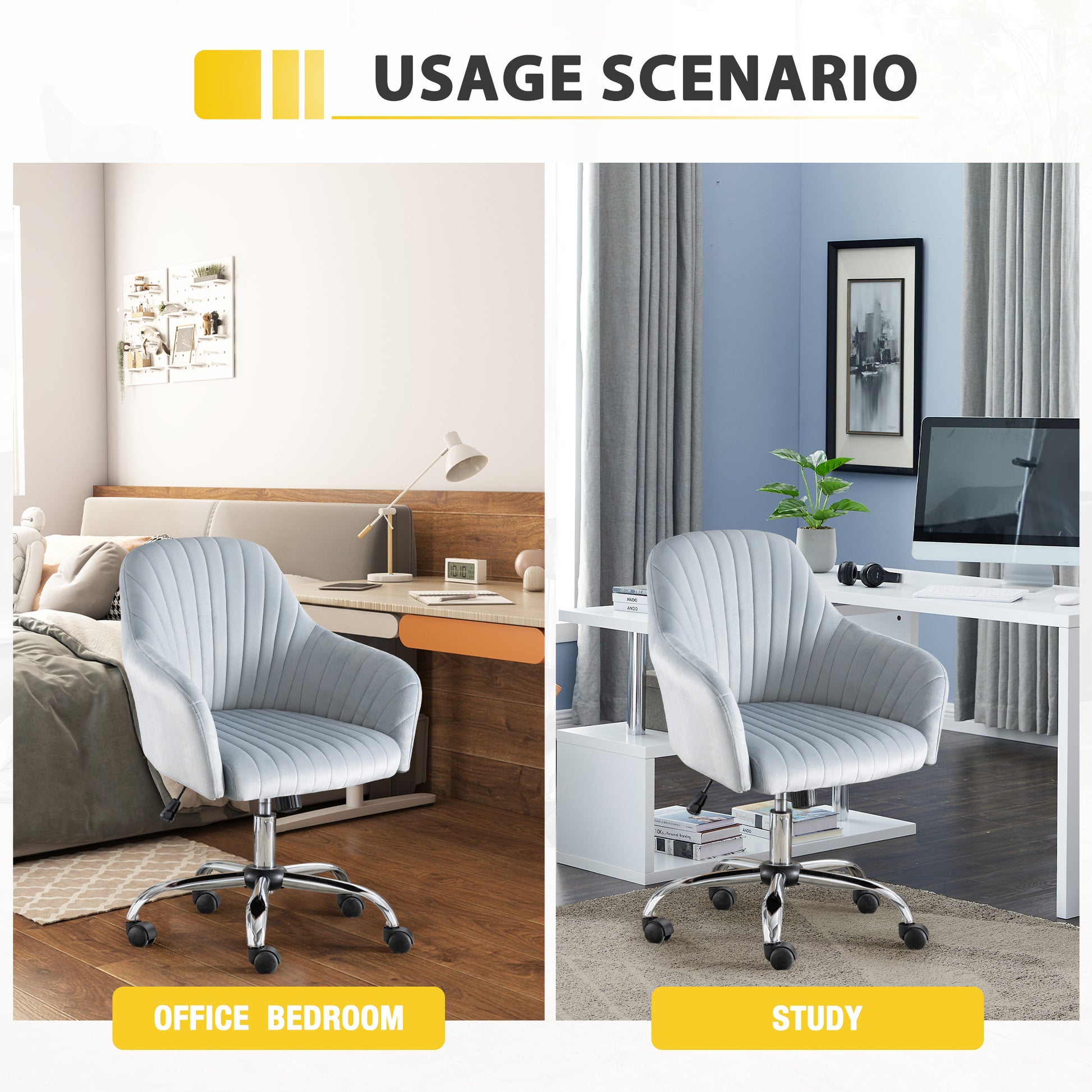 Accent Chair Modern Home Office Leisure Chair With Adjustable Velvet Height And Adjustable Casters Darkgrey Dark Grey Cotton Velvet