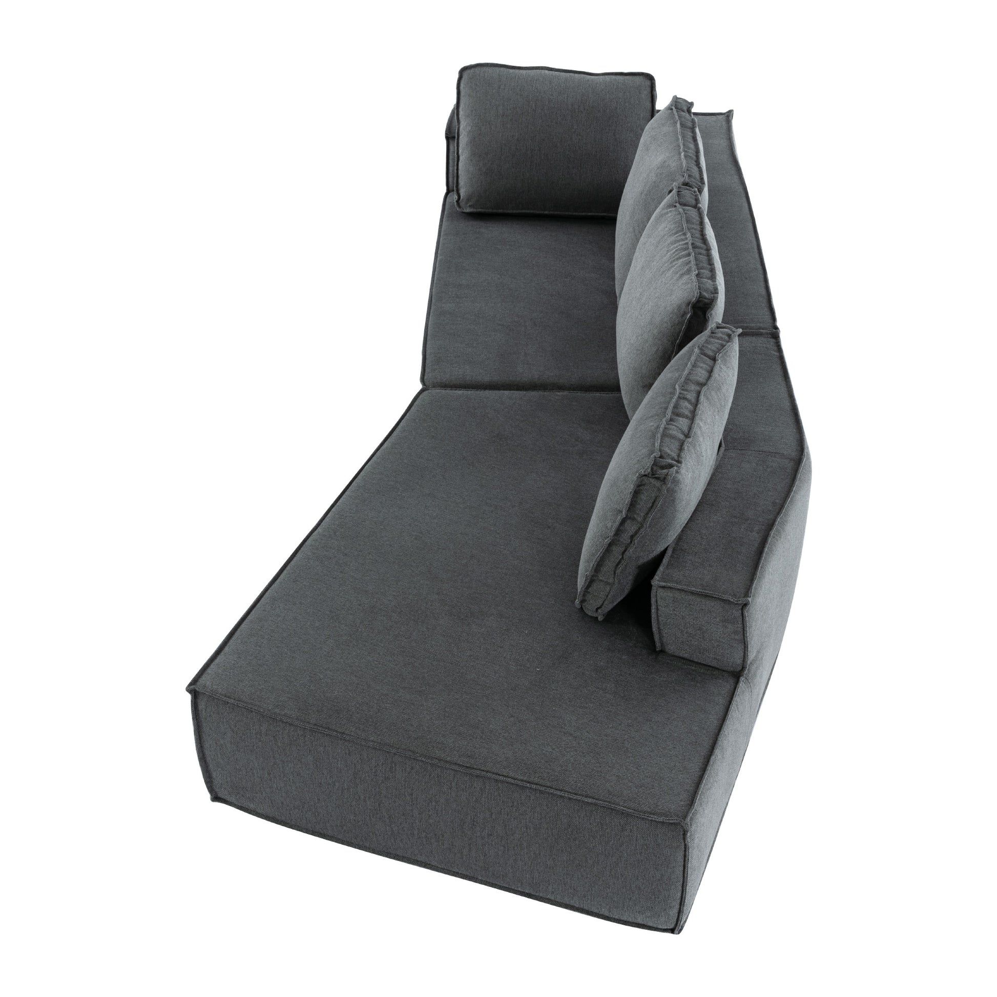 125" Stylish Chaise Lounge Modern Indoor Lounge Sofa Sleeper Sofa With Clean Lines For Living Room, Grey Grey Chenille 2 Seat