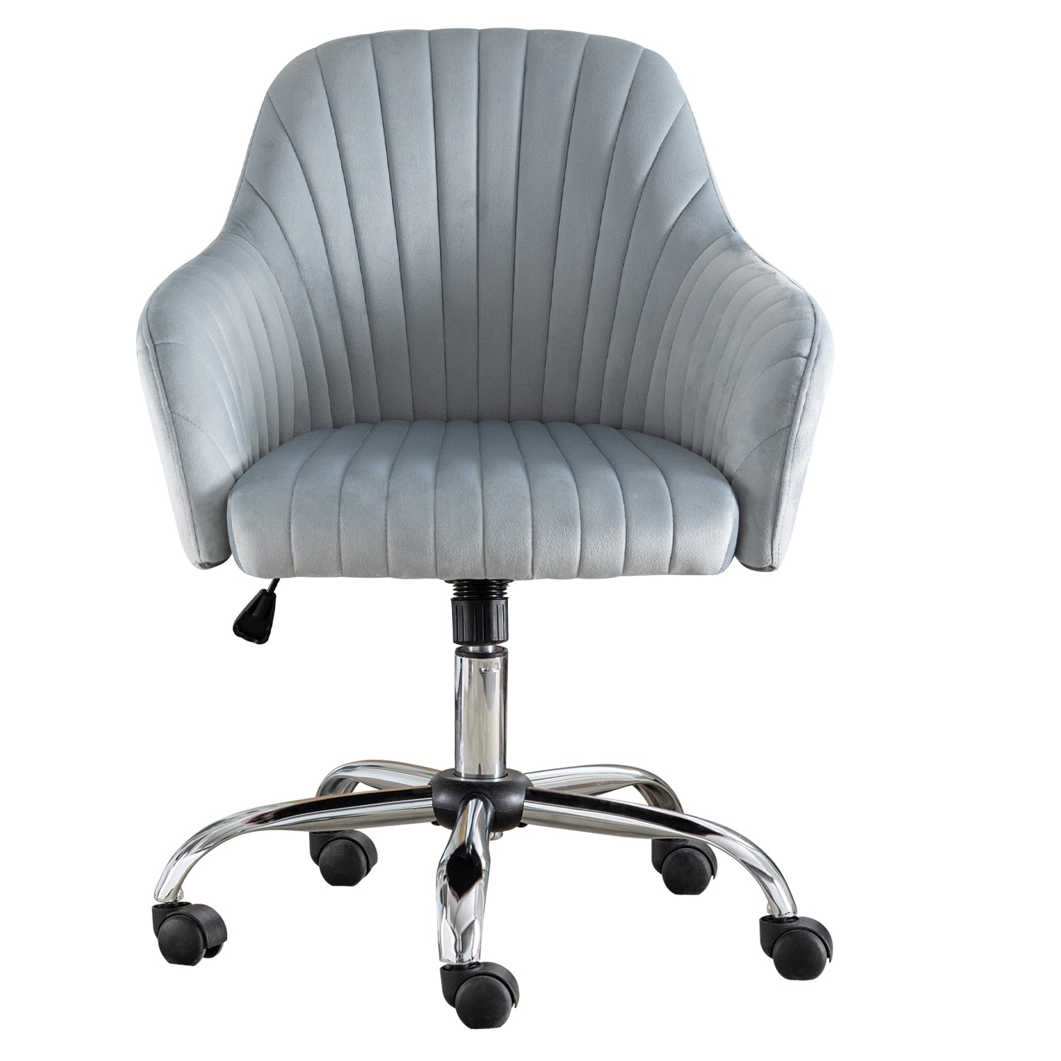 Accent Chair Modern Home Office Leisure Chair With Adjustable Velvet Height And Adjustable Casters Darkgrey Dark Grey Cotton Velvet