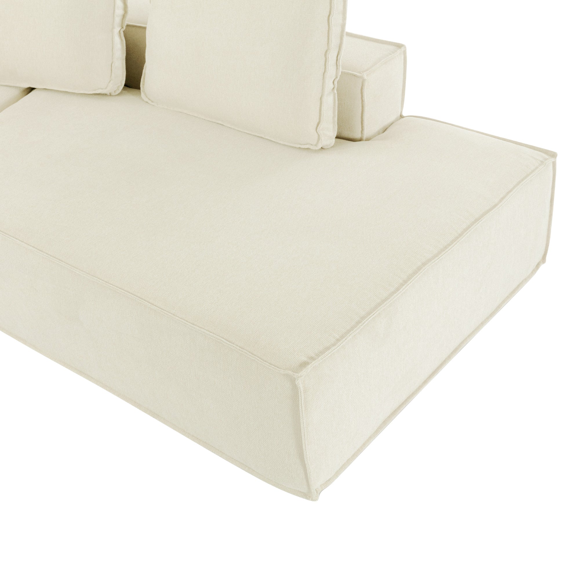 125" Stylish Chaise Lounge Modern Indoor Lounge Sofa Sleeper Sofa With Clean Lines For Living Room, Beige Beige Chenille 2 Seat