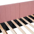 Upholstered Daybed With Trundle Twin Size Sofa Bed Frame No Box Spring Needed, Linen Fabric Pink Pink Linen