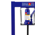Steel H Frame Hydraulic Shop Press With Stamping Plates To Bend, Straighten, Or Press Parts, Install Bearings And U Joints, 6 Ton Capacity, Blue Blue Steel