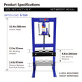 Steel H Frame Hydraulic Shop Press With Stamping Plates To Bend, Straighten, Or Press Parts, Install Bearings And U Joints, 6 Ton Capacity, Blue Blue Steel