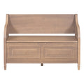 Rustic Style Solid Wood Entryway Multifunctional Storage Bench With Safety Hinge Brown Beige High Back Brown Beige Primary Living Space Beige Mdf