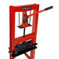 Hydraulic 6 Ton H Frame Garage Floor Adjustable Shop Press With Plates, 6T, Red Red Steel