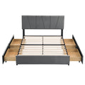 Queen Size Upholstery Platform Bed With Four Drawers On Two Sides, Adjustable Headboard, Grey Old Sku: Wf291774Eaa Box Spring Not Required Queen Grey Wood Bedroom Bed Frame Velvet Upholstered