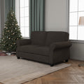Sofa With Solid Wood Frame, Comfy Sofa Couch With Extra Deep Seats, Modern 2 Seater Sofa, For Living Room Apartment Lounge, Brown Brown Wood