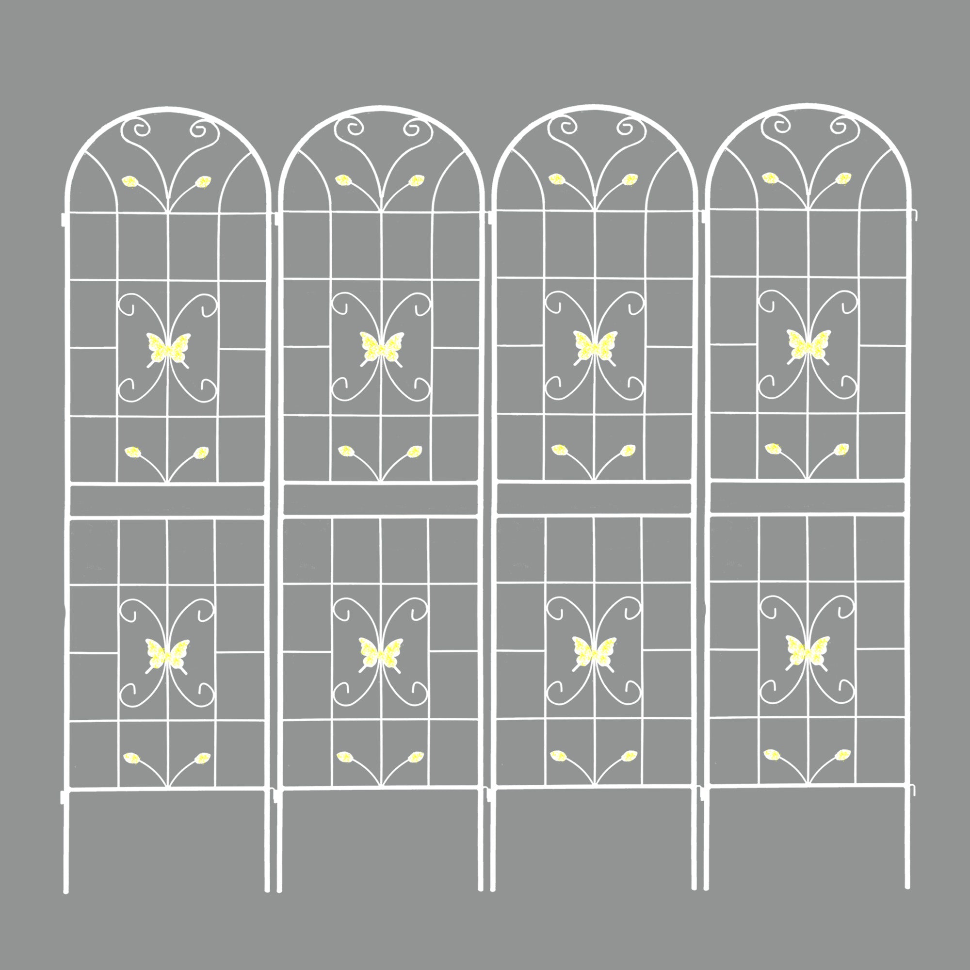 4 Pack Metal Garden Trellis 86.7" X 19.7" Rustproof Trellis For Climbing Plants Outdoor Flower Support Cream White Cream White Garden & Outdoor Iron